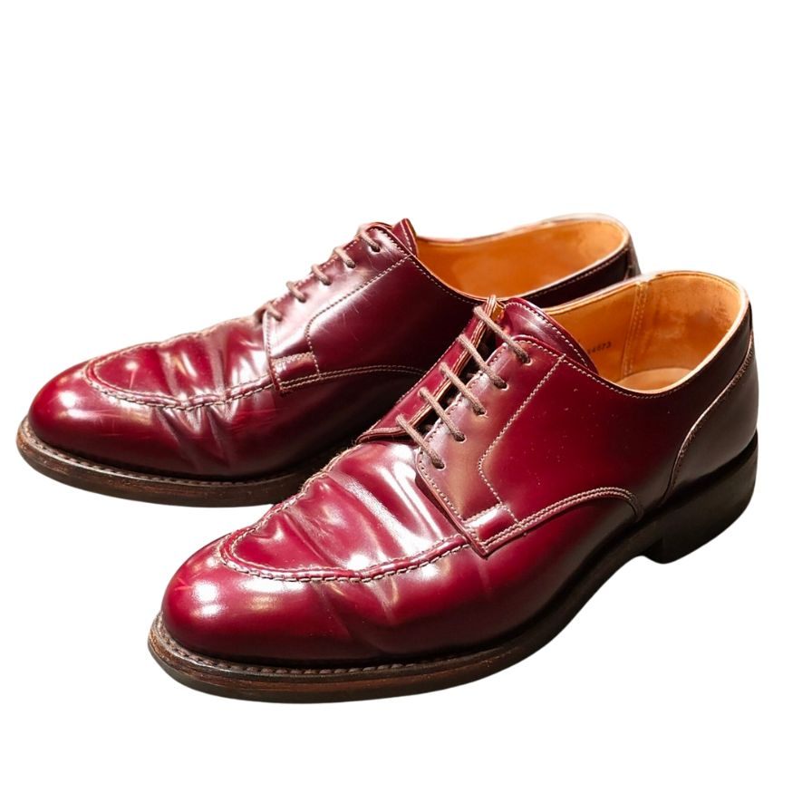 クロケット&ジョーンズ レザーシューズ オンスロウ Uチップ ガラスレザー バーガンディ メンズ サイズ7.5E CROCKETT&JONES ONSLOW ビジネスシューズ 約26.5cm【LA】【中古】