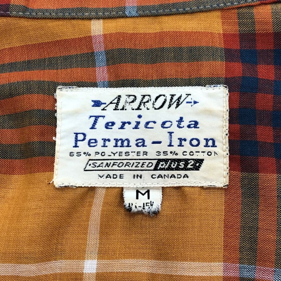 美品◆アロー 70S 長袖シャツ ヴィンテージ チェック メンズ サイズM ARROW 【AFB26】