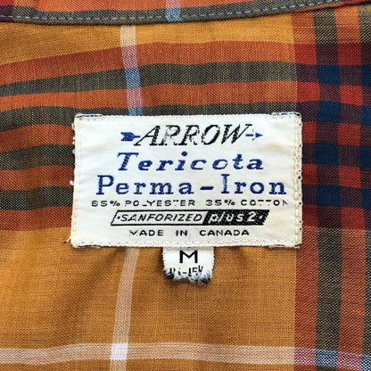 美品◆アロー 70S 長袖シャツ ヴィンテージ チェック メンズ サイズM ARROW 【AFB26】