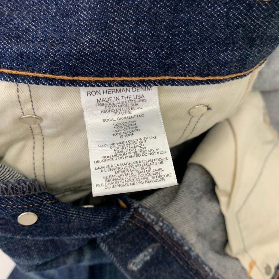 ロン ハーマン デニム パンツ シワ加工 USA製 セルビッジ 青耳 メンズ サイズ31 インディゴ Ron Herman Denim 【AFB45】