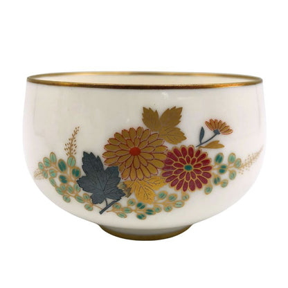 香蘭社 花柄 ホワイト×ゴールド 急須・湯呑セット【AFI26】【中古】