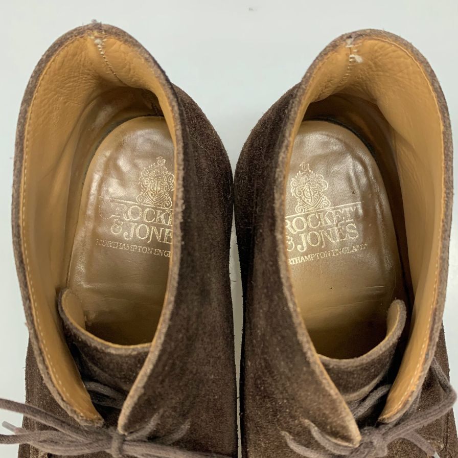 クロケット&ジョーンズ チャッカブーツ プレーントゥ テットベリー スエード ブラウン メンズ サイズ6.5E Crockett & Jones TETBURY ブーツ 約25.0cm【LA】【中古】