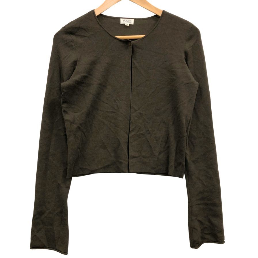 美品◆フォクシー ブティック カーディガン 1ボタン ウール ニット ブラウン レディース サイズ40 FOXEY BOUTIQUE 【AFB4】