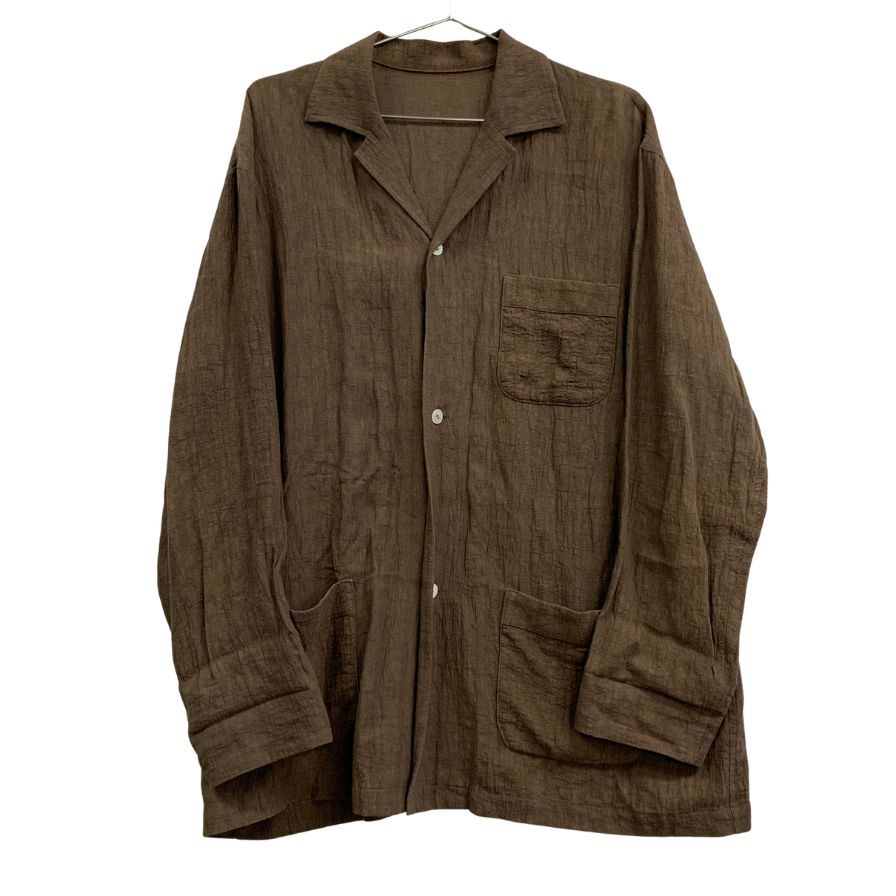 極美品◆カル ウオーターツイストリネン シャツジャケット C231F08B03 長袖 ブラウン メンズ サイズ3 Cale 【AFB45】