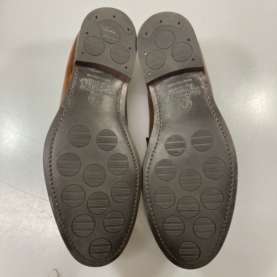 クロケット&ジョーンズ ローファー グランサム2 ペニー コイン カーフ レザー ブラウン メンズ サイズUK7.5E Crockett&Jone ローファー 約26.0cm【LA】【中古】