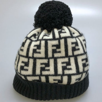 フェンディ ニット帽 ニットキャップ ブラック系 総柄 FENDI【AFI21】