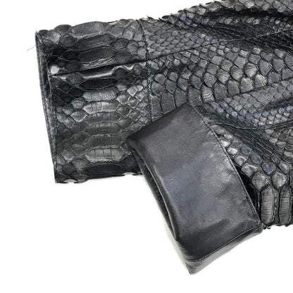 中古■イヴサンローラン パイソン 5Bレザージャケット メンズ サイズ52 ブラック YVES SAINT LAURENT 【AFA17】