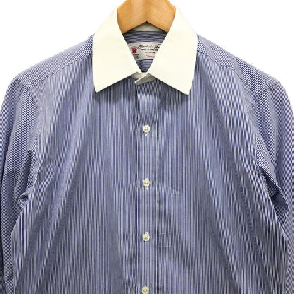 ターンブル＆アッサー ワイシャツ クレリック ストライブ ブルー系 サイズ15 メンズ Turnbull&Asser【LA】