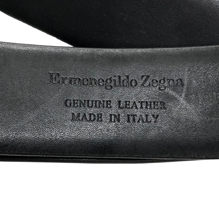 エルメネジルド ゼニア レザーベルト 本革 バックル ブラック シルバー Ermenegildo Zegna【AFI4】