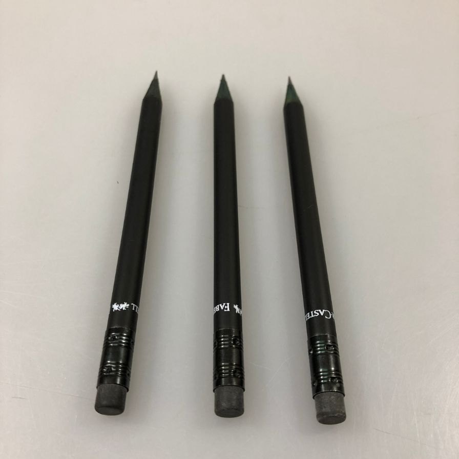 ファーバーカステル 鉛筆 3本セット カステル9000番 ブラック パーフェクトペンシル キャップ シャープナー付 FABER-CATELL【AFI22】