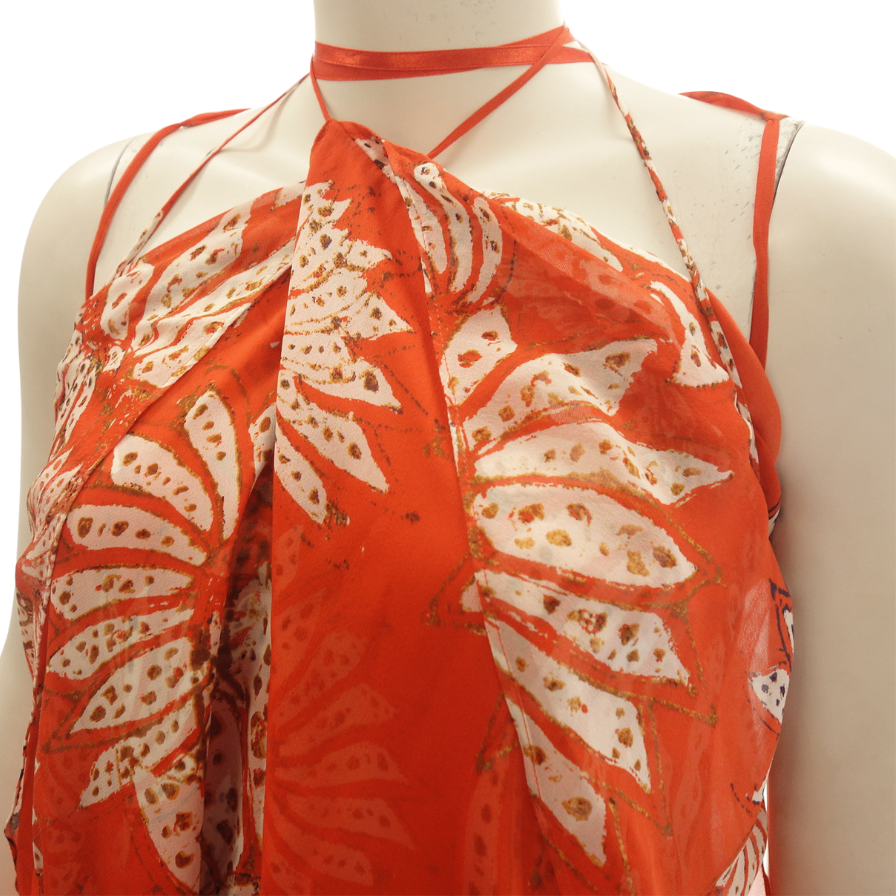 Good Condition◆Diane von Furstenberg Dress Floral Pattern Silk Orange DIANE von Furstenberg Women's [AFA7] 