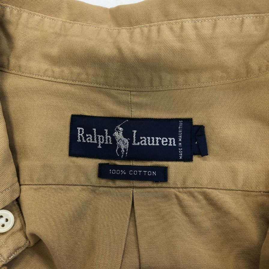 美品◆ラルフローレン ボタンダウンシャツ 90S ベージュ メンズ サイズXL Ralph Lauren 【AFB9】