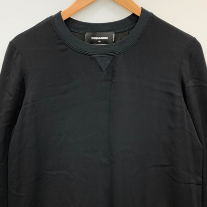 極美品◆ディースクエアード 長袖トップス ラウンドネック シルク100% レディース サイズ44 ブラック Dsquared2 【AFB14】