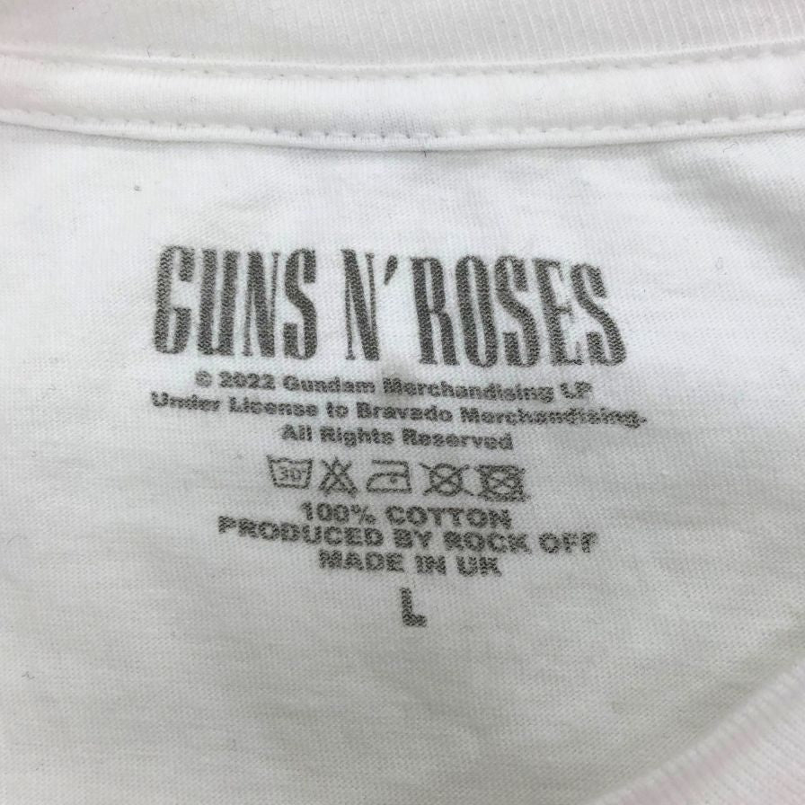 美品◆ガンズ＆ローゼス Tシャツ 公式 半袖 プリント バンド バンT ホワイト メンズ サイズL GUNS＆ROSES 【AFB29】