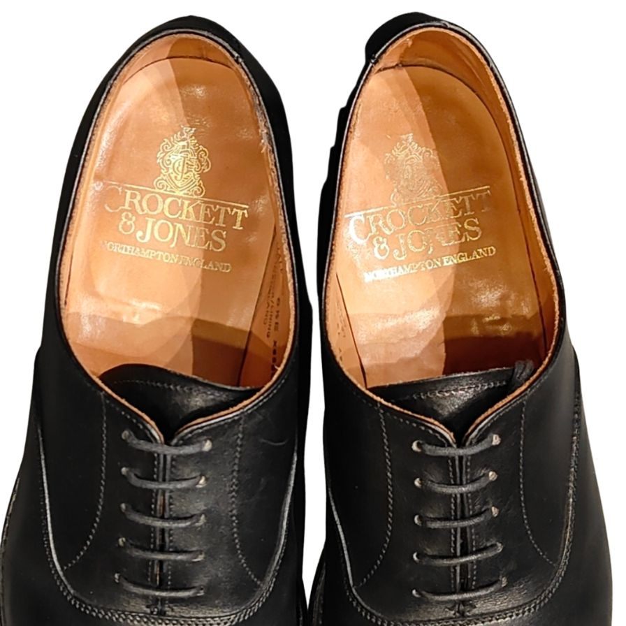 クロケット&ジョーンズ スレザーシューズ トレートチップ ハラム サイズUK6.5E ブラック CROCKETT&JONES ビジネスシューズ 約25.0cm【LA】【中古】