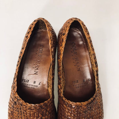 コールハーン ローファー 8701 メッシュ  レザー ブラウン メンズ サイズ7 COLE HAAN 約25.0cm【AFD7】