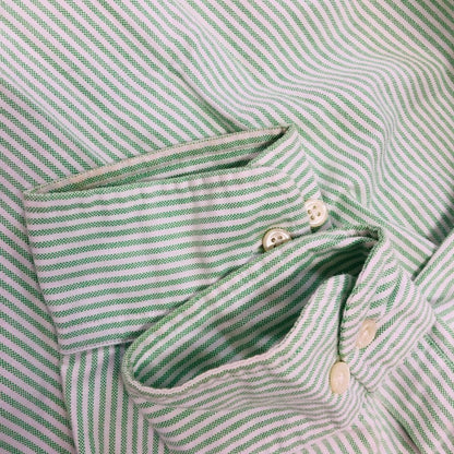 美品◆ラルフローレン ボタンダウンシャツ 90S ストライプ グリーン メンズ サイズ16 1/2 Ralph Lauren 【AFB20】