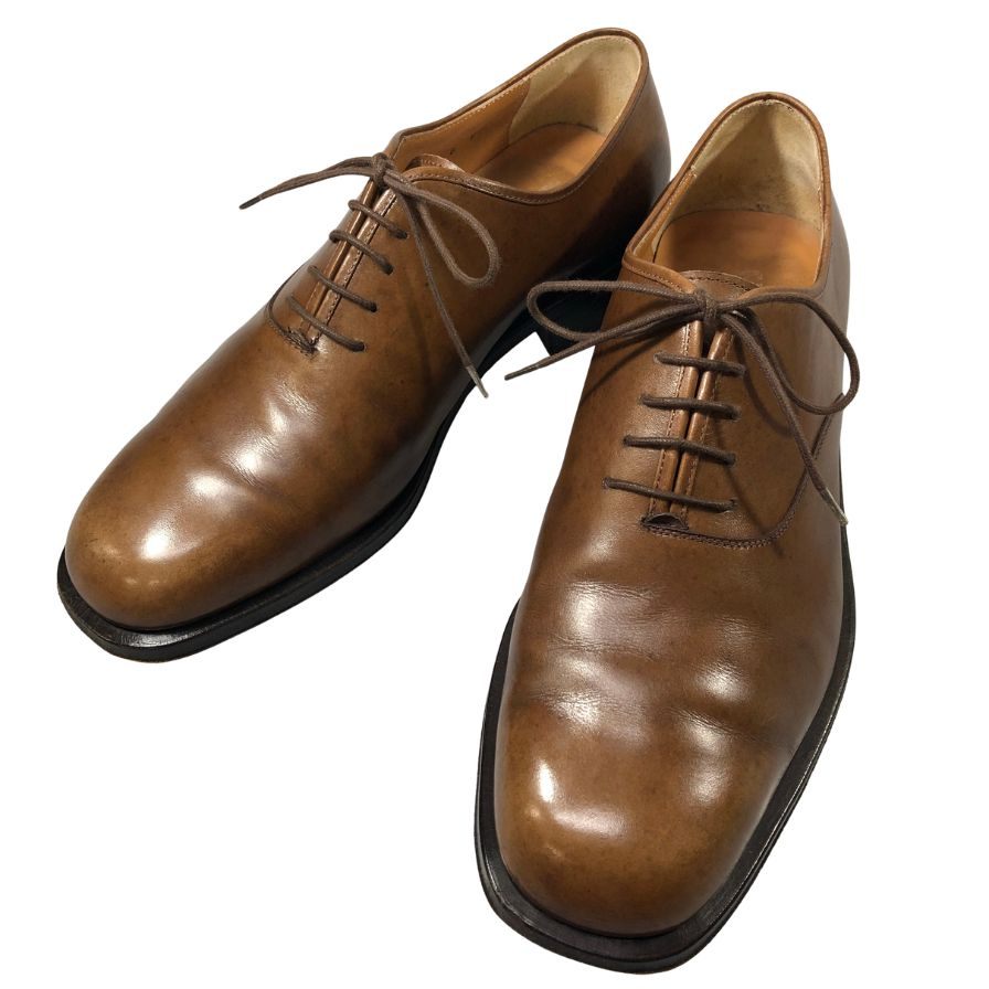 サルヴァトーレフェラガモ レザーシューズ ホールカット 6321 ラウンドトゥ カーフ ブラウン サイズUK8EEE  Salvatore Ferragamo 約26.5cm【AFC7】