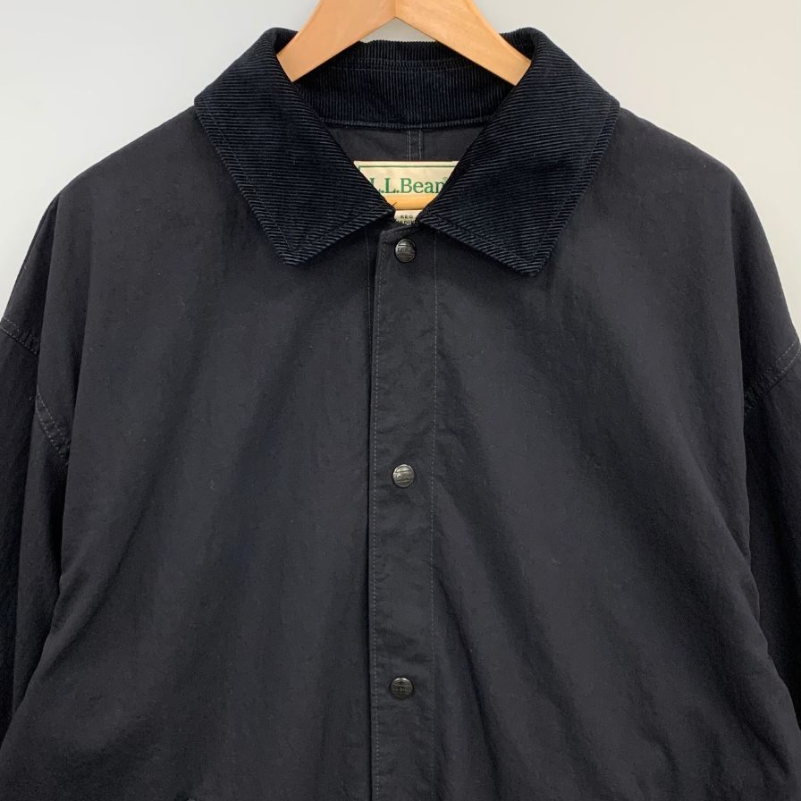 美品◆エルエルビーン コート ロング フィールドコート コーデュロイ切替 ナイロン ブラック メンズ サイズM L.L.Bean 【AFA19】