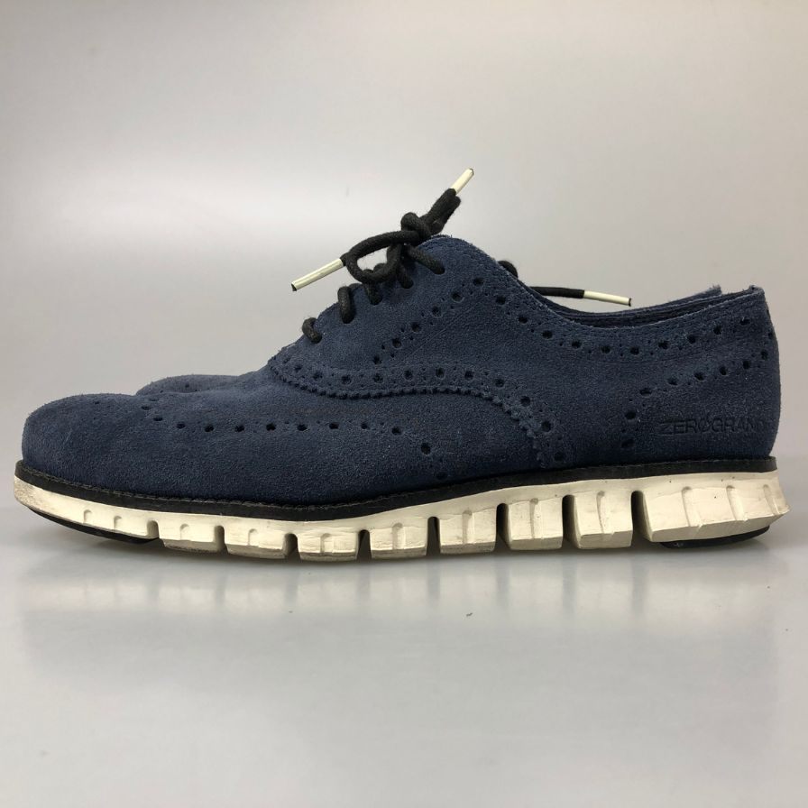 コールハーン ゼログランド C31401  レザースニーカー ウイングチップ オックスフォード スエード ネイビー サイズ7.5 メンズ Cole Haan 約25.0cm【AFC43】