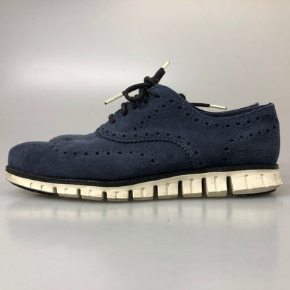 コールハーン ゼログランド C31401  レザースニーカー ウイングチップ オックスフォード スエード ネイビー サイズ7.5 メンズ Cole Haan 約25.0cm【AFC43】
