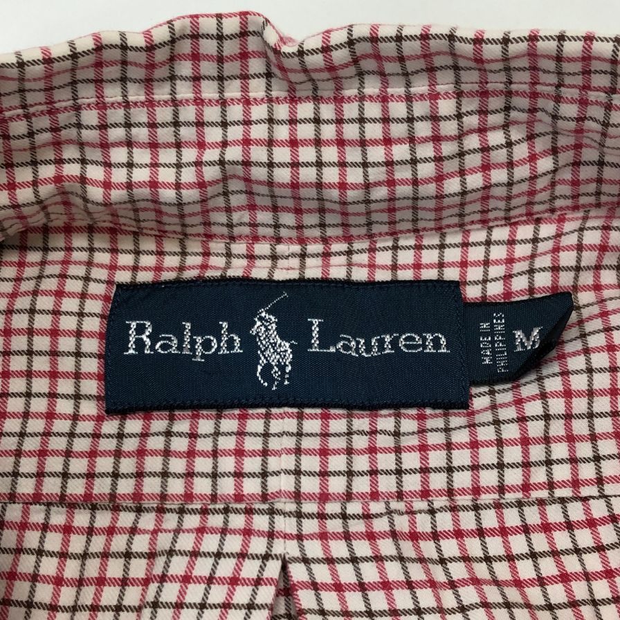 美品◆ラルフローレン ボタンダウンシャツ 90S タッタソールチェック メンズ サイズM Ralph Lauren 【AFB4】