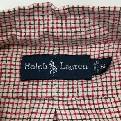 美品◆ラルフローレン ボタンダウンシャツ 90S タッタソールチェック メンズ サイズM Ralph Lauren 【AFB4】