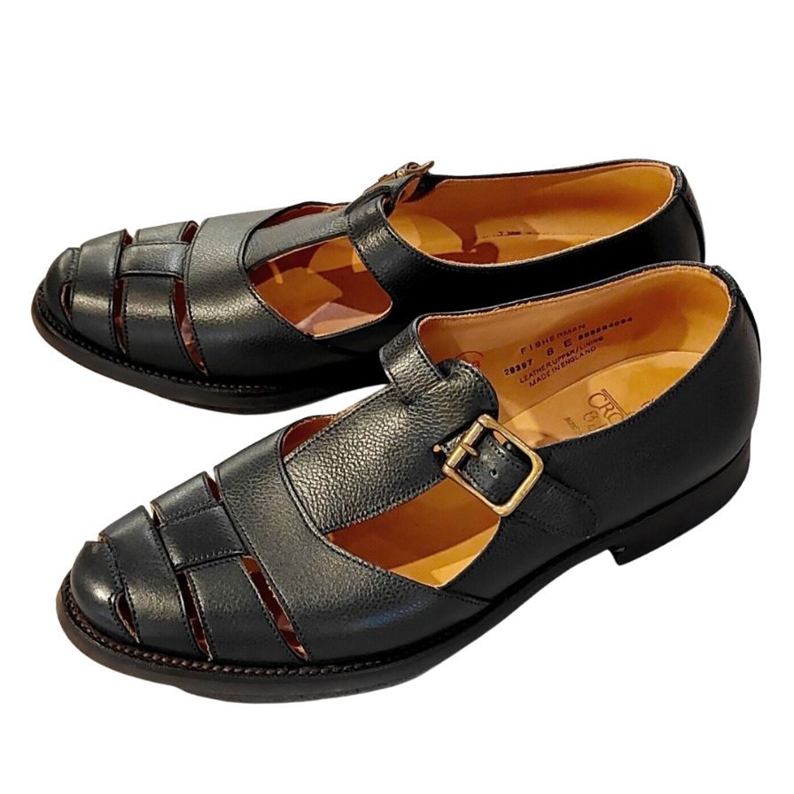 クロケット＆ジョーンズ SUBS フィッシャーマン グルカサンダル ネイビー  グレインレザー 314ラスト サイズUK8E CROCKETT&JONES ビジネスシューズ 約26.5cm【LA】【中古】