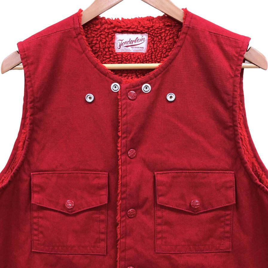 美品◆テンダーロイン ハンティングボアベスト レッド メンズ サイズXS TENDERLOIN 【AFB39】