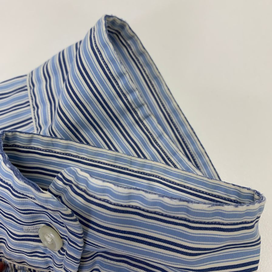 美品◆ラルフローレン ボタンダウンシャツ 90S オールド ストライプ ブルー系 メンズ サイズ4L Ralph Lauren 【AFB13】