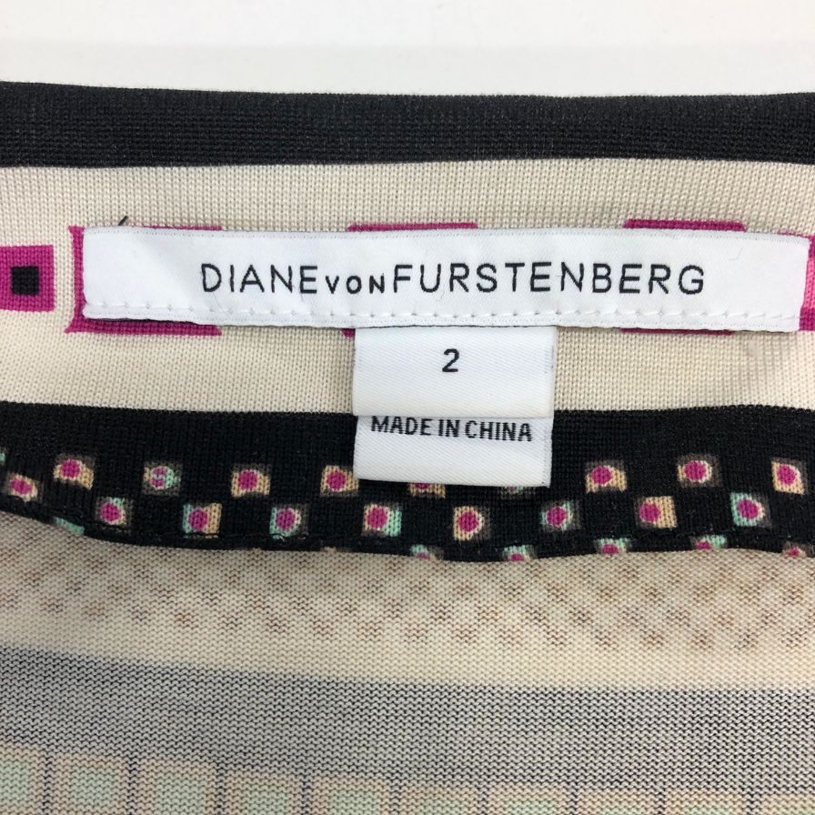 美品◆ダイアンフォンファスティンバーグ カシュクール ワンピース レディース 総柄 サイズ2 DIANE VON FURSTENBERG 【AFB1】