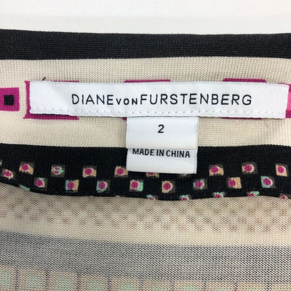 美品◆ダイアンフォンファスティンバーグ カシュクール ワンピース レディース 総柄 サイズ2 DIANE VON FURSTENBERG 【AFB1】