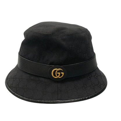 美品◆グッチ バケットハット GGキャンバス ブラック サイズL メンズ 576587 4HG53 GUCCI【AFI22】