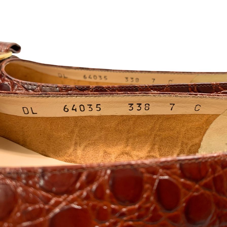サルヴァトーレフェラガモ ヒールパンプス ヴァラ 型押し ブラウン レディース サイズ7C Salvatore Ferragamo 約24.5cm【AFC29】