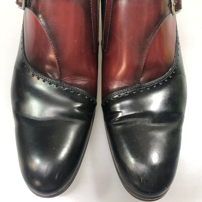 ランバン コレクション ビジネスシューズ シングルモンク カーフレザー メンズ サイズ24.5 バーガンディ×ブラック LANVIN 約24.5cm【AFC33】