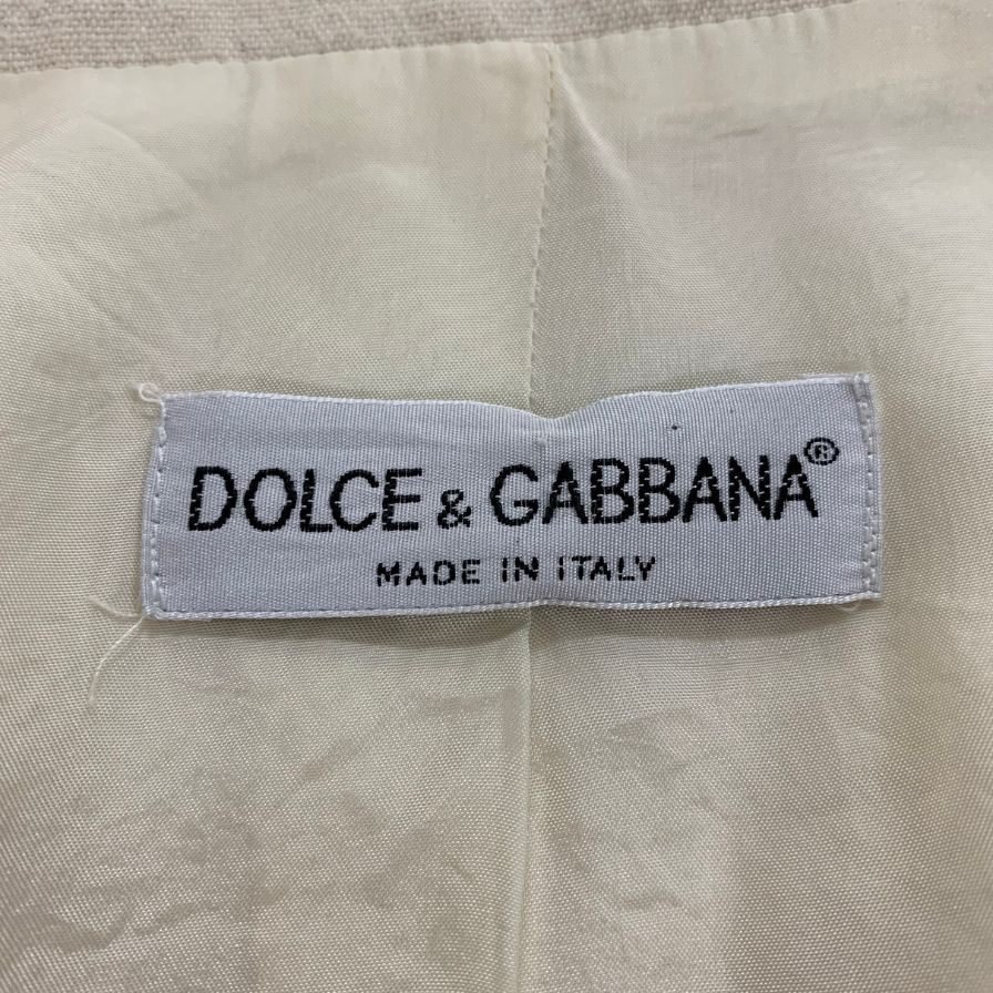 中古◆ドルチェ&ガッバーナ ナポレオンジャケット 金ボタン 90s コットン ホワイト メンズ サイズ42 DOLCE&GABBANA 【AFB20】