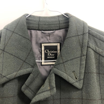 クリスチャンディオールムッシュ コート 80年代 グリーン チェック メンズ サイズ S Christian Dior MONSIEUR【LA】