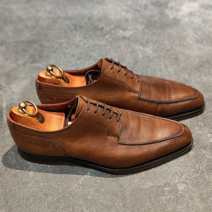クロケット＆ジョーンズ レザーシューズ クラレンドン Uチップ カーフ ブラウン サイズUK7E CROCKETT&JONES ビジネスシューズ 約25.5cm【LA】【中古】