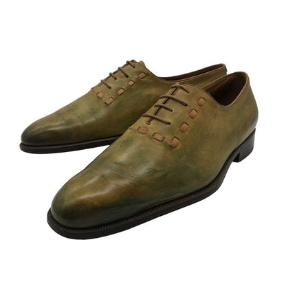 ベルルッティ パティーヌレザー ホールカット オルガ期 ライムグリーン系 サイズ6.5 メンズ Berluti 約25.0cm【PTM1】