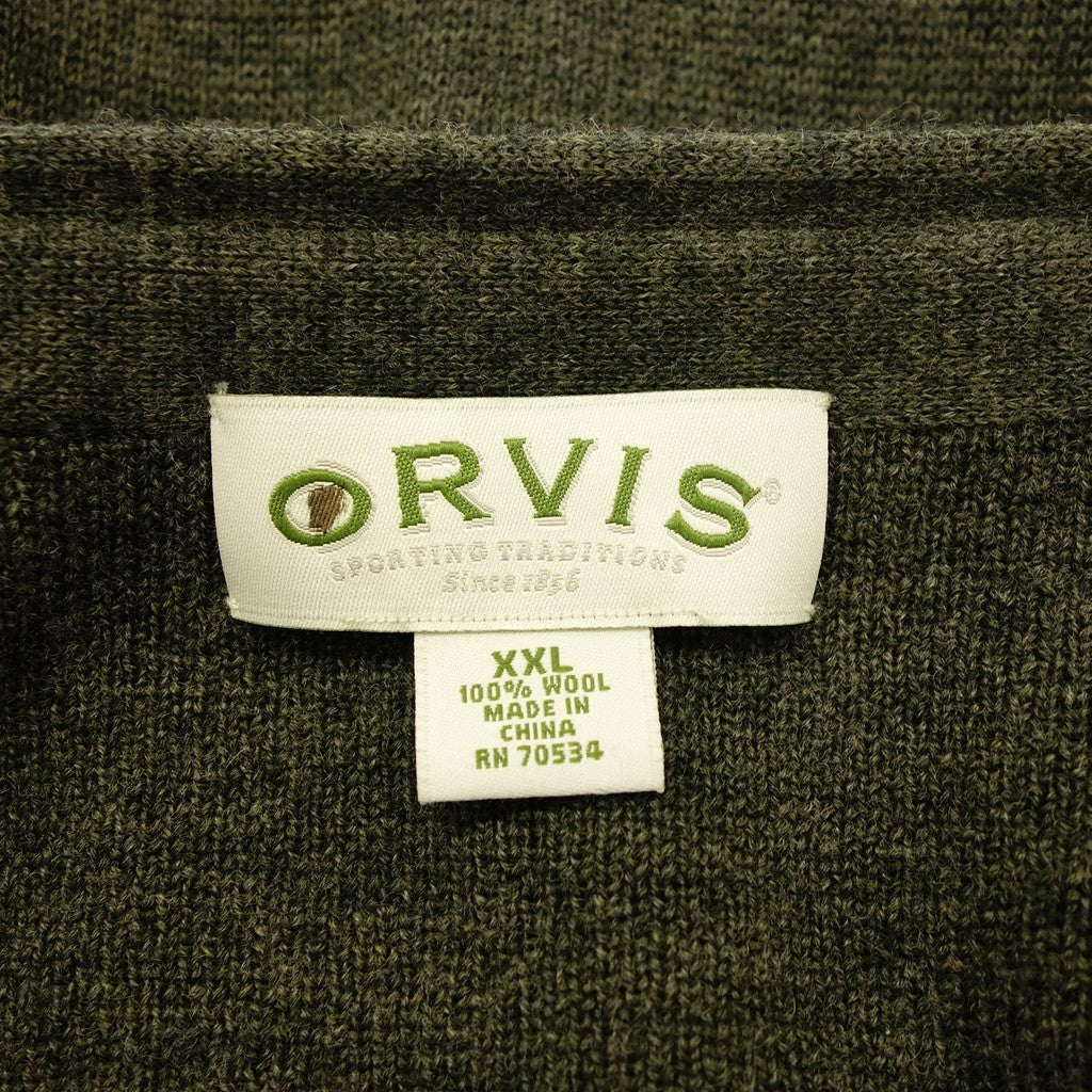 Very good condition ◆ Orvis cardigan wool men's khaki size XXL ORVIS [AFB28] 