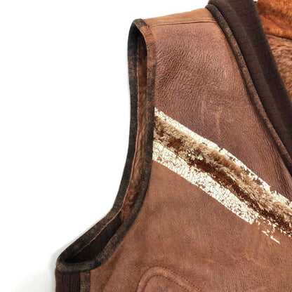 極美品◆ディーゼル ムートンベスト トルコ製 メンズ サイズM ブラウン DIESEL 【AFA4】