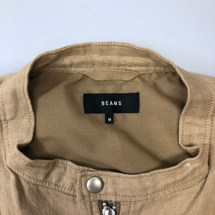 美品◆ビームス リネン シングルライダース ベージュ サイズ M BEAMS 【AFB20】