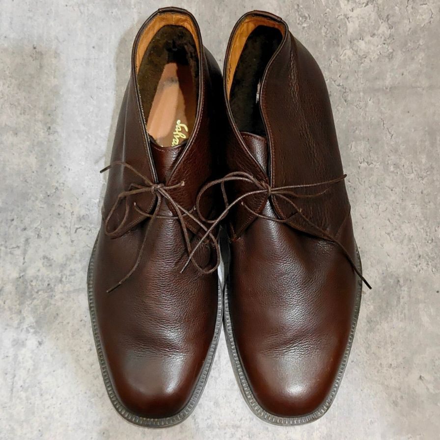 サルヴァトーレフェラガモ チャッカブーツ グレインレザー 内側ムートン サイズUK8.5EE Salvatore Ferragamo ブーツ 約26.5cm【LA】【中古】