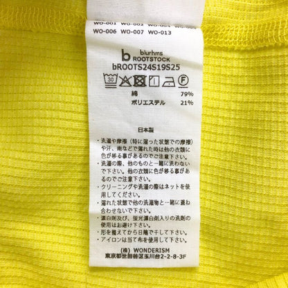 美品◆ブラームスルーツストック ショートスリーブ サーマル カットソー イエロー 半袖 Ｔシャツ 日本製 サイズ3 メンズ blurhms ROOTSTOCK MADE IN JAPAN 【AFB47】
