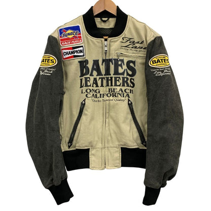 極美品◆ベイツ ジャケット ワッペン コットン メンズ ベージュ サイズS  BATES 【AFB26】