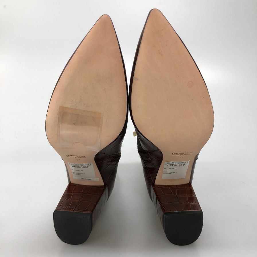 ペリーコ ブーツ クロコ型押し ブラウン系 レディース サイズ37 PELLICO 約23.5cm【AFC2】