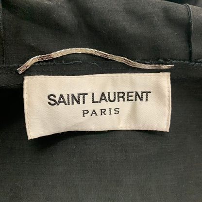 美品◆サンローラン パリ フーディージャケット フェイクレザー 42 メンズ ブラック Y226S SAINT LAURENT PARIS 【AFF19】