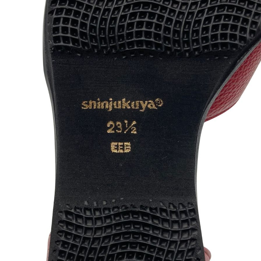 新宿屋 レザースサンダル レザー×パイソン 2040-545 23.5cm レディース レッド shinjukuya 約23.5cm【7-7】