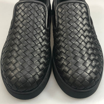 ボッテガ スリッポン イントレチャート レザースニーカー メンズ ブラック サイズ39 BOTTEGA VENETA 約24.5cm【AFD9-2】