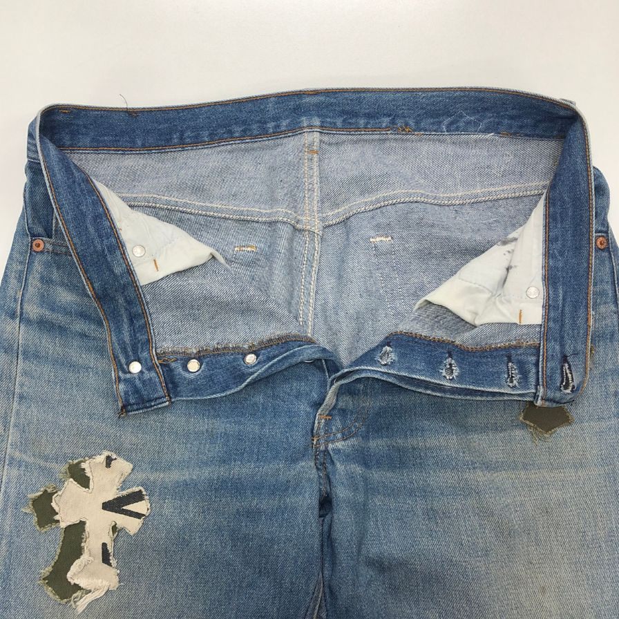 メゾン カサノバ デニムパンツ リメイク クロスパッチ ブルー メンズ サイズ表記なし MAISON CASANOVA 【AFB28】